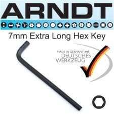 Image of 7mm Allen Key Hex Key L-Type Hex Wrench EXTRA LONG Chrome Vanadium ARNDT GERMANY