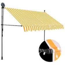 Image of Manual Retractable Awning with LED White and Orange Outdoor Canopy vidaXL