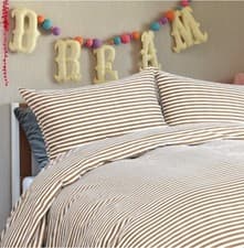 Image of PiccoCasa Brushed Microfiber Soft Comforter Cover Bedding Set with Stripes Khaki