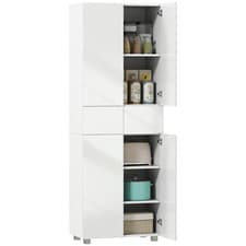 Image of HOMCOM Kitchen Cupboard Storage Cabinet Push Open Doors and Drawers, White
