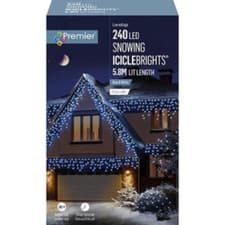 Image of Premier 240 LED Snowing Icicles Multi-Action Xmas Lights Timer-Choice of Colour