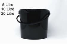 Image of 5 - 10 - 20 Litre - Black Plastic Heavy Duty Bucket With Lid - Hydroponics