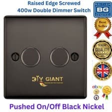 Image of BG 400w Raised Edge Single, Double Dimmer Switch 2-Way Push On/Off Chrome Nickel