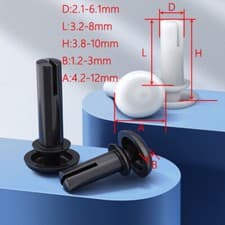 Image of Push-In Rivets Plastic Fasteners Rivet Trim Clips Black / White Nylon 2mm to 6mm
