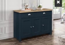 Image of Birlea Highgate Navy and Oak Effect 3 Door 2 Drawer Sideboard. RRP£199
