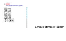 Image of Bosch Multi Construction Material Drill Bit Masonry Concrete Wood Drill Bit Tile