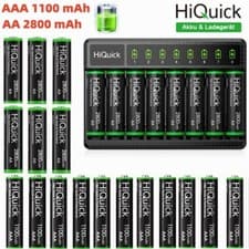 Image of HiQuick Rechargeable AA AAA Ni-MH Batteries 1100mAh 2800mAh 8 Slot Charger Lot