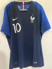 Image of Nike France Home Shirt (2018 - 2020) player issue Vaporknit version w/Mbappe #10