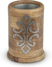 Image of New Rustic Wood Metal Inlay Wine Chiller Ice Bucket Cooler Table Bar Home Decor