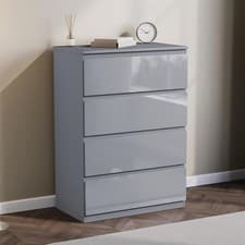 Image of Modern High Gloss Chest of Drawers Bedside Bedroom Furniture
