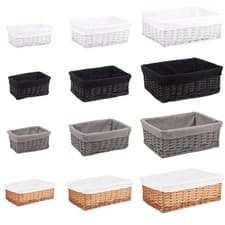 Image of Multi-purpose Wicker Shelf Storage Hamper Basket With Lining in Colours