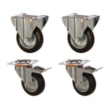 Image of Rubber Wheel Castors Plate Fitting , Hole Fitting Diferent Size Heavy Duty