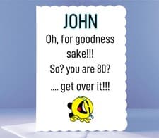 Image of Funny Age 80 Personalised Birthday Card - Get Over It!