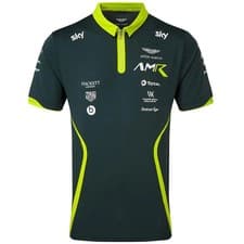 Image of Aston Martin AMR Official Team Poloshirt | Sterling Green with Quarter Zip