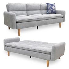 Image of ‘Chill’ 3 Seater Sofa Bed Light Grey Fabric Click Clack Solid Upholstered