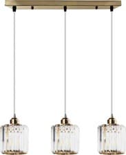 Image of Modern Linear Pendant Lighting Rectangle Clear Crystal Shade 3 Way Chandelier