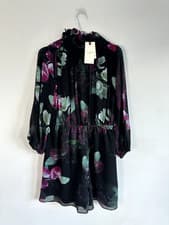 Image of TED BAKER PLAYSUIT Faelynn Black purple floral NEW 6 8 10 12 £195 BNWT