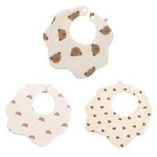 Image of 3PCS Cotton Gauze Baby Feeding Bibs Summer Soft Petal Infants Print Saliva Towel