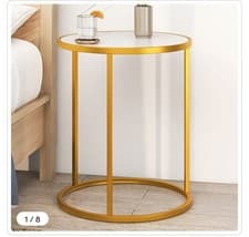 Image of Costway Golden Faux Marble Top Round Side Table    194