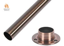 Image of Hanging Rail Rothley Antique Copper 25mm ROUND Wardrobe Hanging Tube End Sockets