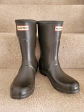 Image of Hunter Wellies Ladies Hunter Original Short Wellington Boots Green UK 5 EU 38
