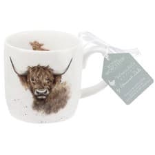 Image of Wrendale Designs Highland Coo Cow Mug Royal Worcester Fine Bone China 11oz Gift