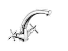 Image of Kitchen Modern Mono Sink Mixer Tap Cross Head Handle Chrome Curved Spout NEW