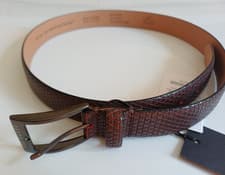 Image of TED BAKER MAN TEXTURED LEATHER BELT DK-RED/NAVY-SIZE - 30