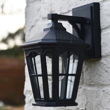 Image of Traditional Black Victorian Top-Fix Wall Lantern Garden Light 31cm x 19cm