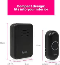 Image of Byron Wireless Portable Doorbell Set – 150 M Range – 16 Melodies – DBY-22351BS