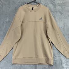 Image of Adidas Stadium Fleece Badge of Sport Crew Sweatshirt Beige Men's Large NWT