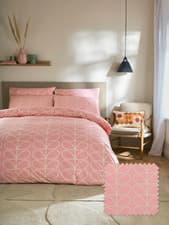 Image of Orla Kiely Bubblegum Pink Linear Stem DOUBLE Duvet Cover Set - Brand New