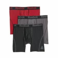 Image of Reebok Mens Pro Series Performance Boxer Brief 3-Pack Black/Red/Grey Size S