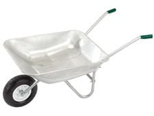 Image of 65L Garden Wheelbarrow Galvanised Wheel Barrow with Pneumatic Tyre DRAPER