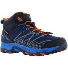 Image of Hi-Tec Blackout Mid kid's navy/orange/lake blue vegan waterproof boot