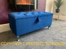 Image of Ottoman Storage Box Chesterfield Velvet Blanket Toy Box Pouffe Bench Footstool