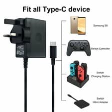 Image of Nintendo Switch Fast Charging Charger Power Supply Adapter AC Type C cable-Black