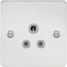 Image of Flat plate 5A unswitched socket - polished chrome with grey insert