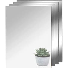 Image of 4x Self Adhesive Mirrors Sheets Thickened Acrylic Mirror Tiles Adhesive Stick on