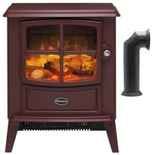 Image of Dimplex Brayford Burgundy Optiflame Electric Stove + Plastic Flue Pipe Accessory