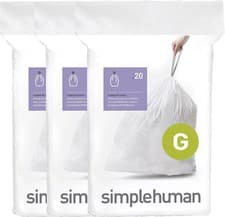 Image of simplehuman Code G Bin Liners, 60 Pack, Custom Fit, White Plastic