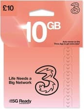 Image of Three Mobile Pay As You Go SIM Card with 35p Calls, 15p Texts, 10p Data