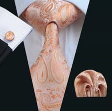 Image of ITALIAN DESIGNER Paisley SILK TIE, POCKET SQUARE, CUFFLINK SET