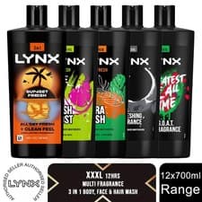 Image of Lynx XXXL Shower Gel 12pk 700ml- Epic Fresh, Africa, Black, Jungle, Sunset Fresh