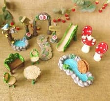 Image of Enchanted Garden Woodland Miniature World Fairy Forest Dolls House Accessories
