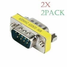 Image of 2x DB9 9 Pin Male to Male M/M Gender Changer Converter Extension Adapter RS232