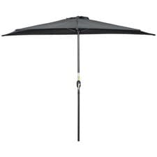 Image of Outsunny 3M Half Parasol, Semi Round Umbrella with Metal Frame, Crank Handle