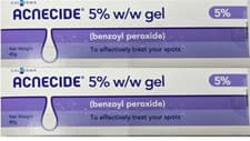 Image of Acnecide 5% w/w Benzoyl Peroxide Gel 40g x2 Acne Treatment Spot Gel