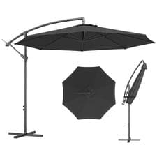 Image of Outsunny 3(m) Garden Banana Parasol Cantilever Umbrella w/ Base, Black