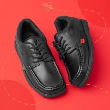 Image of Kickers Boys Shoes Black Kids School Lace Up Leather Fragma Size EU 36,37,38,39